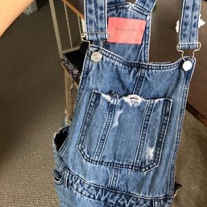 Blue denim overalls